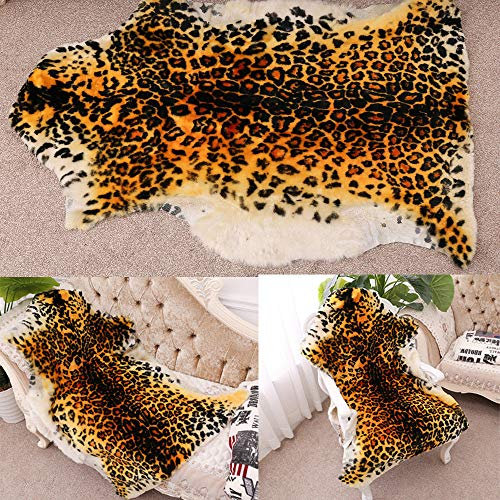 Teppich, schicker Stil, Tiger, Leopardenmuster, Australien, Schaffell, weicher Plüsch, Überwurf, Lammfell-Teppich, passt perfekt in Wohnzimmer/Schlafzimmer oder als Couch-Dekoration, ein Pelz (75 x