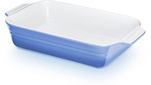 KHG Auflaufform klein 22 cm mit 0,5 Liter in Hellblau für 1 Person | Ofenform aus Keramik Steingut rechteckig & kratzfest | Backform für Lasagne Tiramisu Aufläufe & mehr
