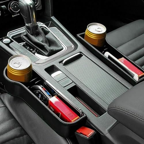 Geminimall Car Seat Gap Storage Organizer, Car Seat Side Gap Filler Leak Proof Storage Organizer, Seat Crevice Slit Pockets, Storage Box For Car Seat Catcher Gap L+R