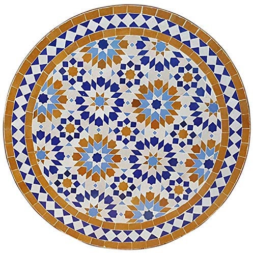 Casa Moro Tisch Esszimmer Küche Esstisch – Mosaiktisch Rund Ø 60 cm – Zellige-Fliesen – Balkontisch Terrassentisch Gartentisch – Fliesen-Tisch Wohnzimmer – Marokko