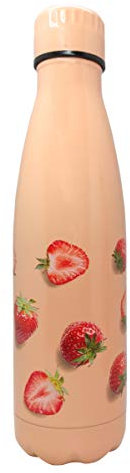 Nerthus Bouteille isotherme double paroi pour glaçons et boissons chaudes Design fraises en acier inoxydable 500 ml sans BPA, 18/8