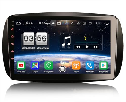 Autoradio Android 14 Radio Coche Carplay y Android Auto 4G+64GB para Mercedes Benz Smart 453 Fortwo Autoradio GPS RDS WiFi Bluetooth 9 Pantalla Táctil