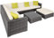 tectake® Poly Rattan Lounge, Garten Loungemöbel Set für 6 Personen, große Sitzgruppe mit L-Form Sofa und Esstisch Outdoor, Gartenmöbel wetterfest, Terrassenmöbel inkl. Hocker und Kissen - grau