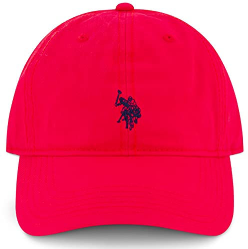 U.S. Polo Assn. Herren Mens Washed Twill Cotton Adjustable Baseball Hat with Pony Logo and Curved Brim Baseballkappe, Rot/Ausflug, einfarbig (Getaway Solids), Einheitsgröße (6er Pack)