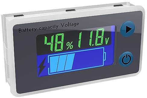 ZHITING Voltmètre Multifonction 10-100V LCD De Capacité De Batterie,Moniteur Affichage De La Température(12V)