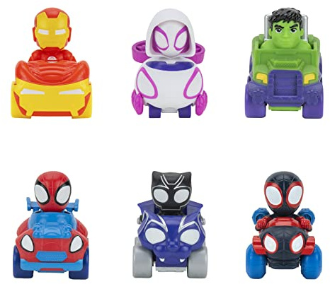 Marvel Spidey and His Amazing Friends 6 Pack - Six 2-Inch Amazing Mini Vehicles - Toys Featuring Your Friendly Neighborhood Spideys - Amazon Exclusive