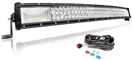 Willpower Barre LED Incurvé 81cm 32'' 405W Con Câblage Rampe LED Spot et Flood Bar a LED 12V 24V Étanche Projecteur LED Longue Portée Feux Phare de Travail LED pour 4x4 Voiture Camion Tracteur Bateau