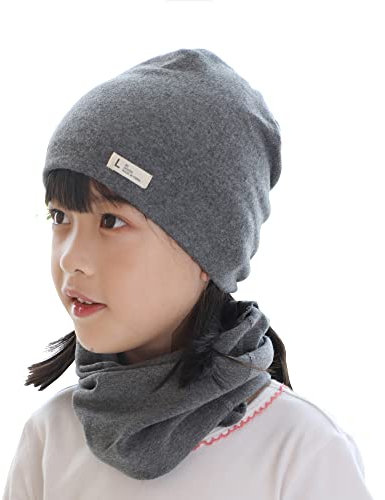 VUCDXOP Baby Beanie Mütze Loop Schal Set Jungen Mädchen Beanie Hüte + Schlauchschal 2er Set, Herbst Winter Weich Baumwolle Beanie Mütze Hut Halstuch Nackenwärmer Rundschal Halstuch Set
