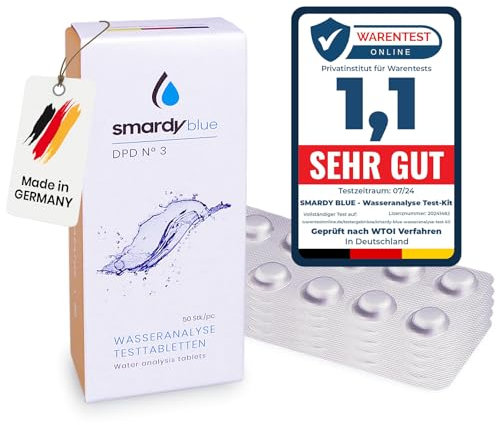 smardy 50 Photometer Testtabletten DPD3 zur Analyse des Gesamt-Chlorgehalts für Elektronische Wassertester/Pooltester