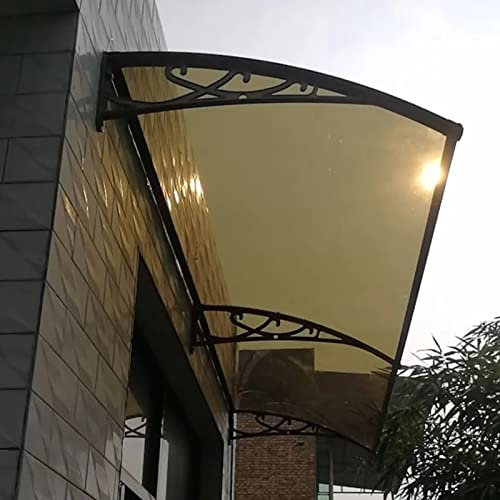 Auvent de Porte Aluminium Marquise de Porte D'entrée en Polycarbonate Extérieur Résistant aux Intempéries Abri Auvent Porte D'entrée de Décoration Arqué ( Color : Brown , Size : 150x300cm/59x118in )