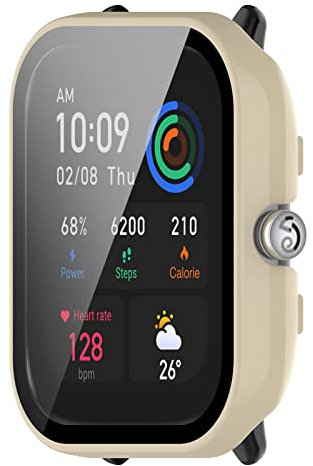 BoLuo Coque Protecteur Case pour Huami Amazfit GTS 4 Mini Case, Plating PC Film Trempé Silicone étui Housse Cover Transport,Étui Housse Antichoc Etui pour Huami Amazfit GTS 4 Mini Accessory (beige)