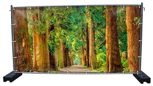 Wald (1872) - Gartensichtschutz, Motivbanner, Sichtschutz Garten, Gartendeko, 340 x 173 cm, Mesh (winddurchlässig)