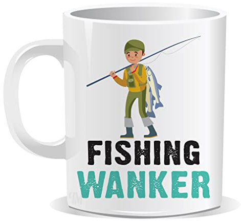 Perfect Mugs Fishing Wanker Mug - Sarcastic Humor Rude Gift for Fisherman - Rod Bait Catch Fish Adult Christmas Birthday Hilarious Novelty Funny Secret Santa Men Tea Coffee