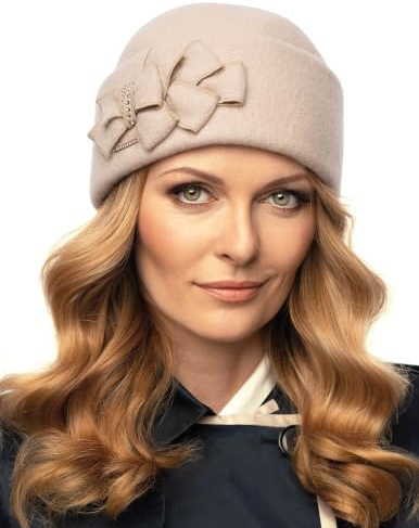 VIVISENCE Damen Winter Toque Aus Wolle Handgefertigte Herbst Warme Mütze Antistatischen Für Frauen Perfekter Passform Ideal Für Kalte Wintertage Modell 7059