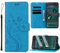 Anshow Lederhülle mit Google Pixel 6A Hülle und Schutzfolie, Handyhülle für Google Pixel 6A, Flip Wallet Hülle Leder Tasche Schutzhülle, Blau