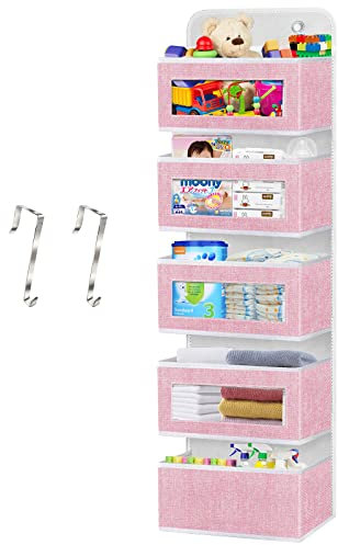 Homyfort Tür-Organizer – Wandaufbewahrung mit 5 großen Taschen für Kinderzimmer, Mädchenzimmer, Speisekammer, Schlafsaal, Badezimmer, Schrank