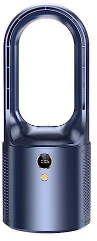 Colcolo Tragbarer Flügelloser Ventilator mit 6 Geschwindigkeiten, Desktop-USB-Ladeventilator, 13-Zoll-Tischventilator, Leiser Tischventilator, Geeignet für Klassenzimmer, Büro, Schlafsaal, Blau