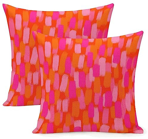 Set mit 2 abstrakten Retro-Kissenbezügen im 70er-Jahre-Stil mit Pinsel, 40,6 x 40,6 cm, ästhetischer Überwurf-Kissenbezug, Heimdekoration, Wohnzimmer, gemütlicher Kissenbezug für Bett, Couch, Sofa,