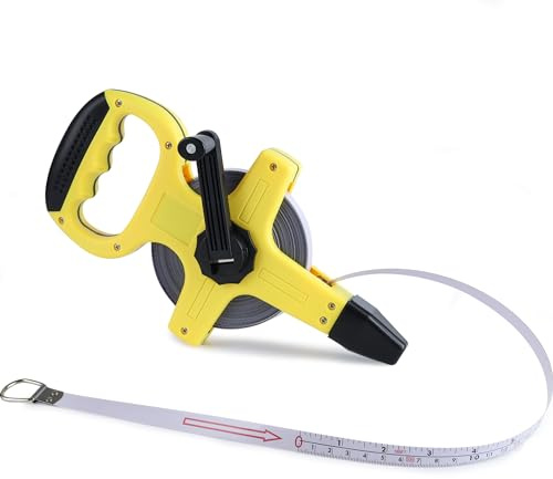 Lichamp Long Tape Measure 165FT/50M, SAE Metric Steel Tape Reel for Engineer, Field and Yard