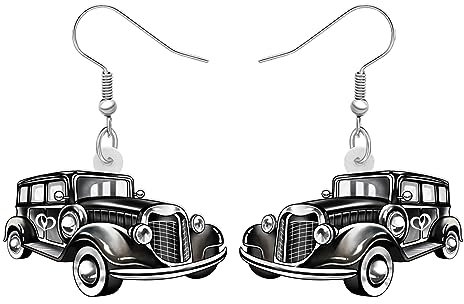 YAYAKO Schwarzes Vintage Auto Ohrringe Baumeln Charms Acryl Nostalgischen Truck Schmuck Geschenke für Frauen Mädchen Old Auto Erklärung Charms (Schwarz A)
