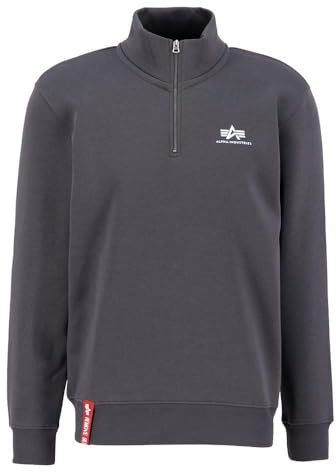 Alpha Industries Herren Half Zip Sweater Sl Für Sweatshirt, Vintage Grey, M EU