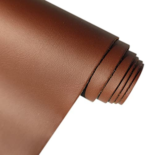 XHT Glattes und Weiches Einfarbiges Kunstleder, 30 x 135 cm, zum Nähen von DIY-Artikeln wie Kleidung und Ledertaschen (Dunkelbraun)
