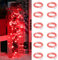 Dufuso 12 x 20er LED Lichterkette Batterie Dekoration für Weihnachts, Mini led lichterkette mit batterie CR2032, 2M Kupfer Drahtlichterkette Wasserdichte - Rot