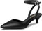 PIZZ ANNU Kitten Heel Shoes for Women Low Heel Pointed Toe Court Shoes for Women Ankle Strap Wedding Shoes for Bride Size 4 Black