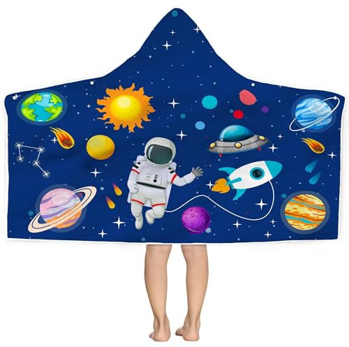 Bonsai Tree Spaceman Kapuzenstrandtuch für Kinder, niedliches Weltraum-Mann-Badetuch mit Kapuze, Jungen, Mikrofaser, super saugfähig, weicher Poncho-Bademantel für Swin Pool, 76,2 x 127 cm