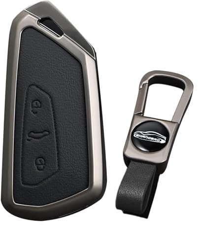 KUNIO Autoschlüssel Hülle Passt für VW Golf 8 GTE GTI ID.3 ID.4 GTX Passt für Seat Leon MK4 Cupra Formentor Passt für Skoda Octavia Enyaq Schlüsselcover Etui Schlüsselanhänger Zubehör B Schwarz
