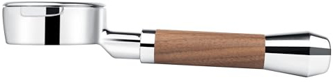 LILQ Porte-filtre nu à 2 oreilles sans fond de 58 mm compatible avec les machines à tête groupée E61 – Comprend un panier de 18 à 20 g (WalnutV2Fusion, 58 mm pour E61)