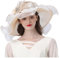 Sonnenhut Damen Blumen, Hut Organza Dunkelblau, Sommerhüte Breiter Rand Uv-Schutz Strandmütze Verpackbare Faltbar Wanderhüte Luftige Leicht Schlapphut Retro Elegant Damenhut Reise