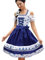 Zeagoo Dirndl Kleider Damen Trachtenmode Retro Trachtenrock Kleid für Oktoberfest Festilche Anlässe Floral Blau S