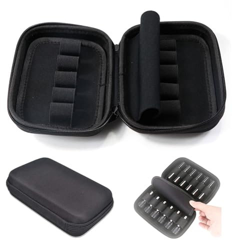 Ätherische Öl Tasche Schwarz Tragetasche Ätherisches Öl Tragetasche Tragbar Aufbewahrungs-Tasche für Ätherische Öle Ätherische Öl Tasche Hält 10 Flaschen (5ml-10ml, auch Geeignet für Rollerflaschen)
