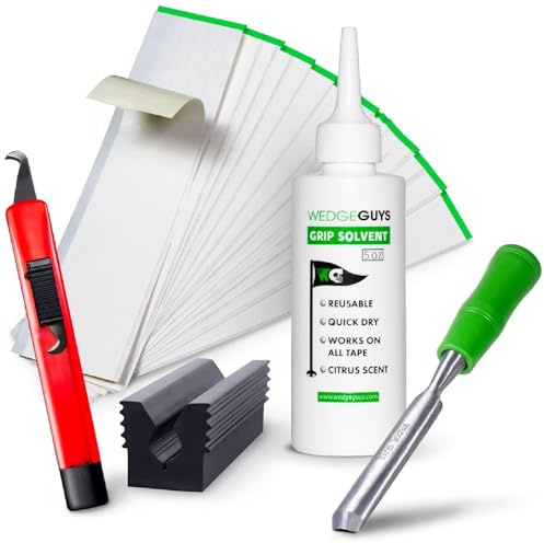 Wedge Guys Golfgriff-Sets zum Nachreißen von Golfschlägern – professionelle Qualität – Optionen umfassen Hakenklinge, 15 oder 30 Bandstreifen, 15 oder 227 ml Lösungsmittel, Griffbandentferner