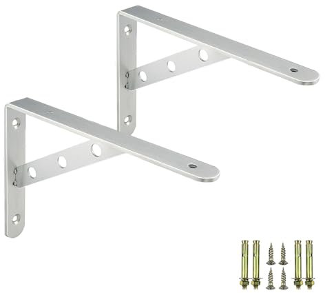 2 Stück schwimmende Regalhalterungen aus Metall, dreieckige Wandhalterungen für Schwerlastregale, rechtwinklige Regalträger aus Edelstahl