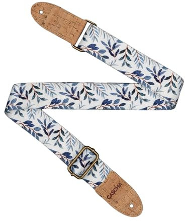 CASCHA Ukulele Gurt, vegan - Blue Twigs - Verstellbarer und komfortabler Ukulelengurt aus umweltfreundlichen Materialien, langlebig und stylisch, passt zu allen Ukulelen, ideal für alle Spieler