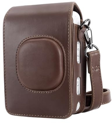 Phetium Schutztasche Kompatibel mit Instax Mini LiPlay hybrid Sofortbildkamera, Kameratasche mit Weichem PU Leder Material und Schulterriemen (Deep Bronze)