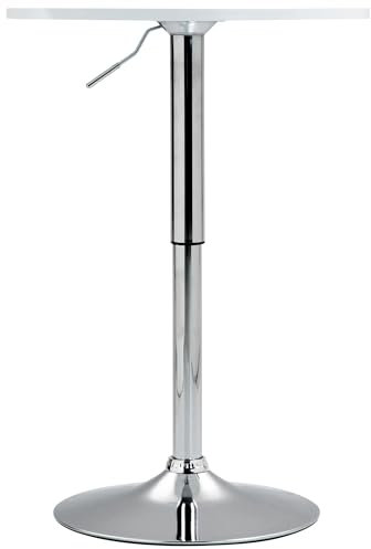 CLP Stehtisch Lamoni höhenverstellbar drehbar mit Metallgestell I Bistrotisch für Bar & Events I Tischplatte Ø 60 cm I Ideal mit Hussen & Deko, Farbe:weiß, Form:rund