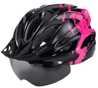 Oshhni Casque de vélo Casques de Sport Moderne avec visière Casque de Cyclisme léger Casque de vélo pour Escalade Roller Skate Vélo Adultes, Noir Rose