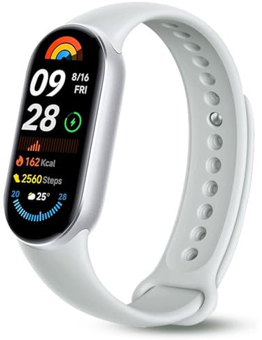 Mi Band 9, Schermo AMOLED 1.62'', Mi Smart Band 9 Smartwatch Cornice Metallica con Monitoraggio Salute, Frequenza aggiornamento 60Hz,150+ Modalità Sportive, Autonomia 21 giorni, Resistenza acqua 5ATM