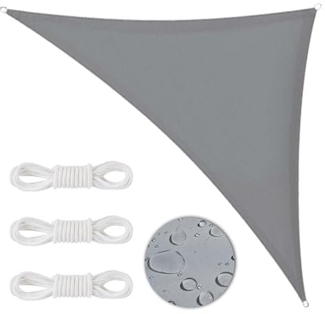 WDAFLG Toldo Vela Triangular 3 x 3 x 4,3m, Vela de Sombra 95% Resistente a los Rayos UV y al Agua, con Hebilla en D de Acero Inoxidable y Cordón de 2,4m, Toldos Exterior Terraza, Jardín, Piscina