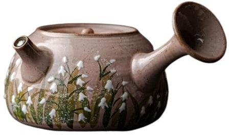 Tetera De Ceramica Tetera De Gres Puramente Hecha A Mano Con Mango Lateral, Tetera Individual Pintada A Mano For El Hogar Con Tetera Con Filtro Tetera De Cerámica China(A)