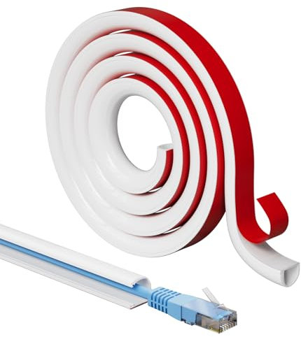 2M White Silicone Cable Trunking, Cable Tidy Hider for 1 Cords,Extension Cord Covers for Wires on Wall,Soft Cord Hider for Wall Mount TV,Cable Management under Desk,Cable Raceway Home & Office Trim