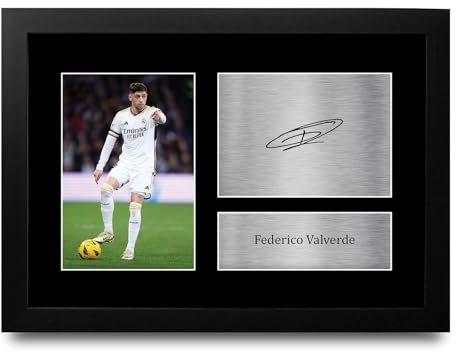 HWC Trading Federico Valverde Real Madrid Geschenke Gedrucktes Signiertes Autogramm Foto für Fußball Anhänger and Fans - A4 Gerahmt