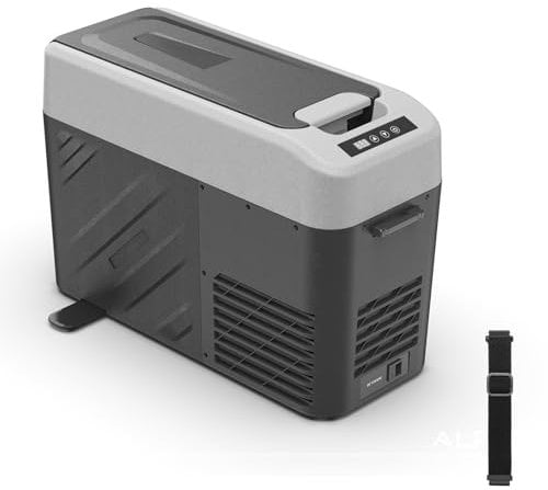 Alpicool KCF15 15L Compressor Car Refrigerator Portable Freezer for Cars, Trucks, Compact Camping Fridge 12/24V DC Cool Box for Travel, Road Trips, Food & Drinks, Lightweight Design
