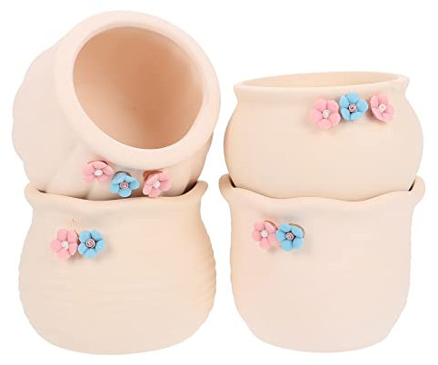 TINEASUR 4 Pièces Pot de Fleur jardinière avec Drainage Plantes succulentes artificielles Fausse Plante Plantes d'intérieur Pot de rempotage Pot de Plante Bassin Succulent céramique Khaki