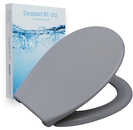 sanicomfort WC-Sitz, Duroplast, mit Absenkautomatik, Toilettensitz passend für alle handelsüblichen WC-Becken (manhattengrau)