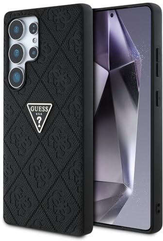 CG MOBILE Guess Hot Stamp 4G Pattern Triangle Metal Logo Carcasa para Samsung Galaxy S25 Ultra Negro
