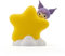 Yume Toys Bandai - Serie de luces de noche, luz de estrella Kuromi, Cool Kuromi mirando desde detrás de una estrella dorada, luz nocturna LED de 9 cm para niños (a partir de 3 años)